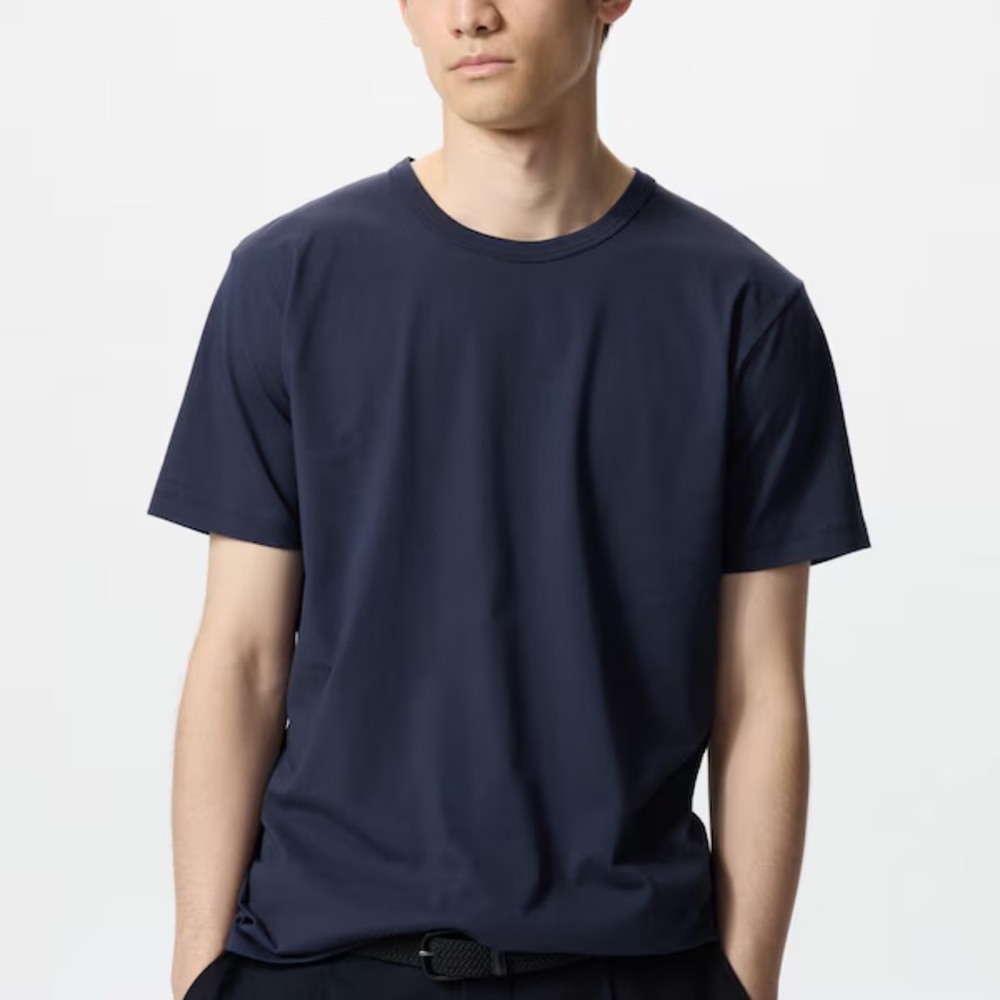 Uniqlo AIRism Cotton T-Shirt - Navy (Men)